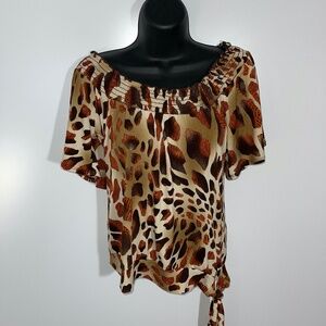 Heart Soul Animal Print Dressy Short Sleeve Top Size Small‎